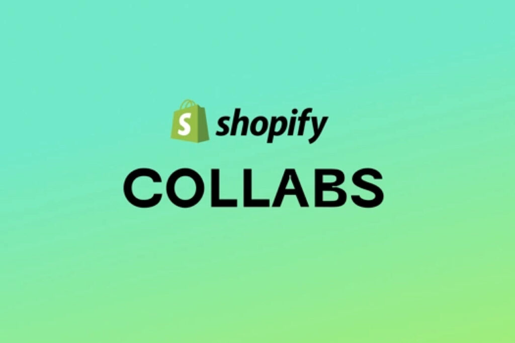 shopify collabs written in black with green background